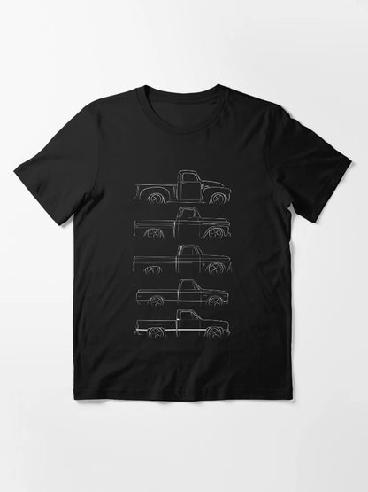 Evolution of the Chevy Pickup - profile stencil, white