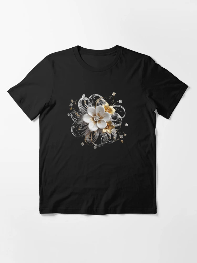 3D white and gold flower