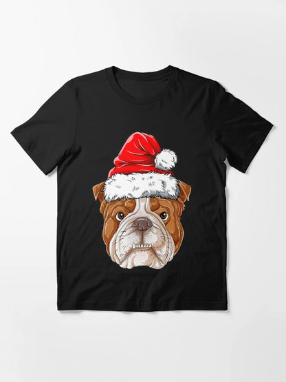 English Bulldog Christmas Dog Santa Hat Xmas