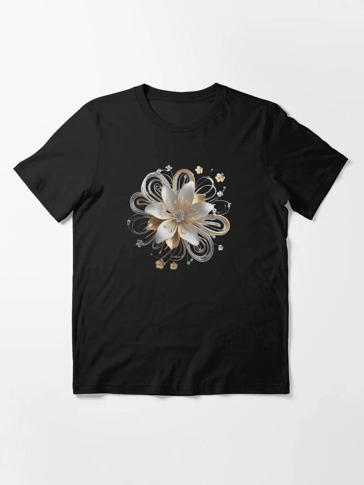 3D bursting white and gold flower
