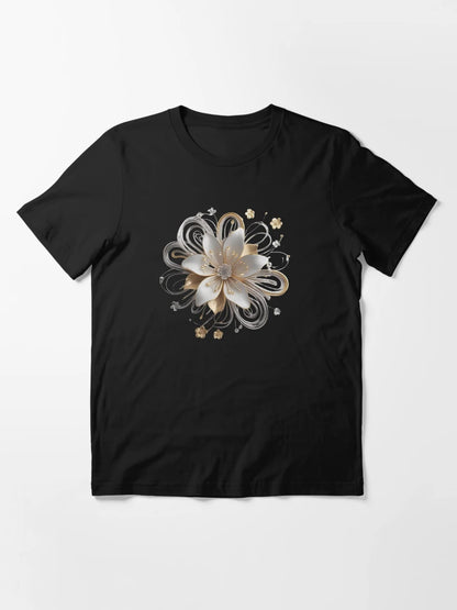 3D bursting white and gold flower