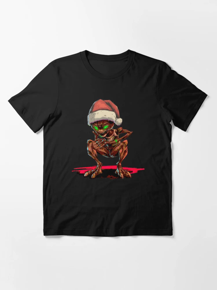 Alien wearing a Santa hat