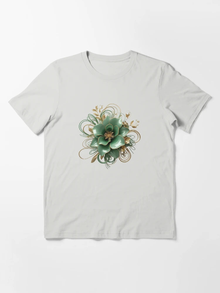 3D blooming green & gold flower