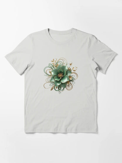 3D blooming green & gold flower