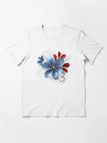 3D lacey blue & red flower