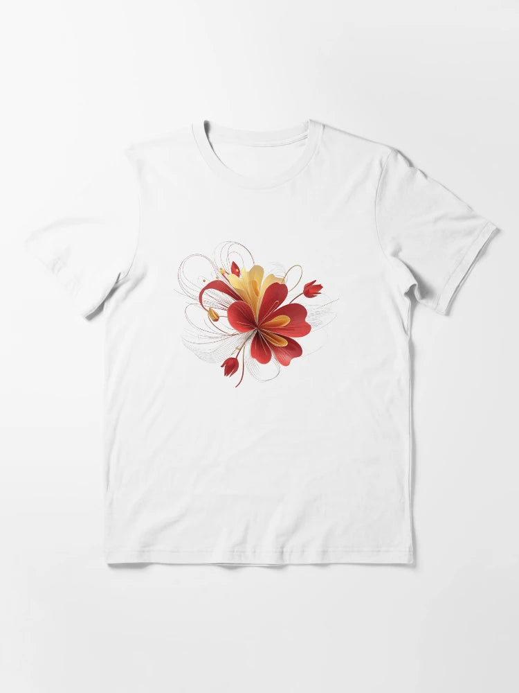 3Ddelicate red & gold flowers